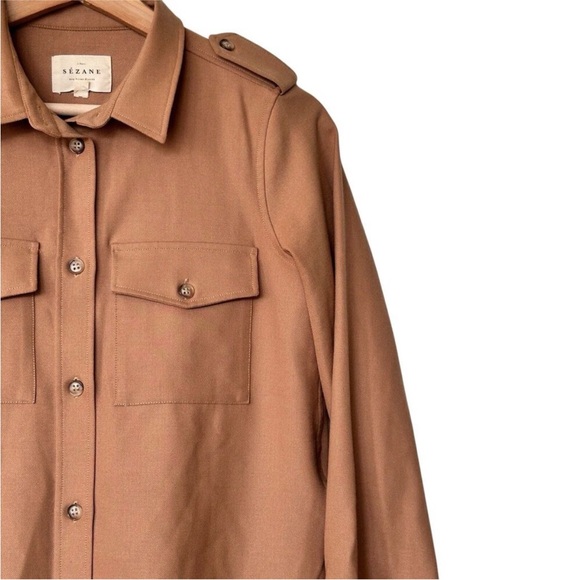 Sezane Camel Button-Down Shirt - Picture 9 of 10